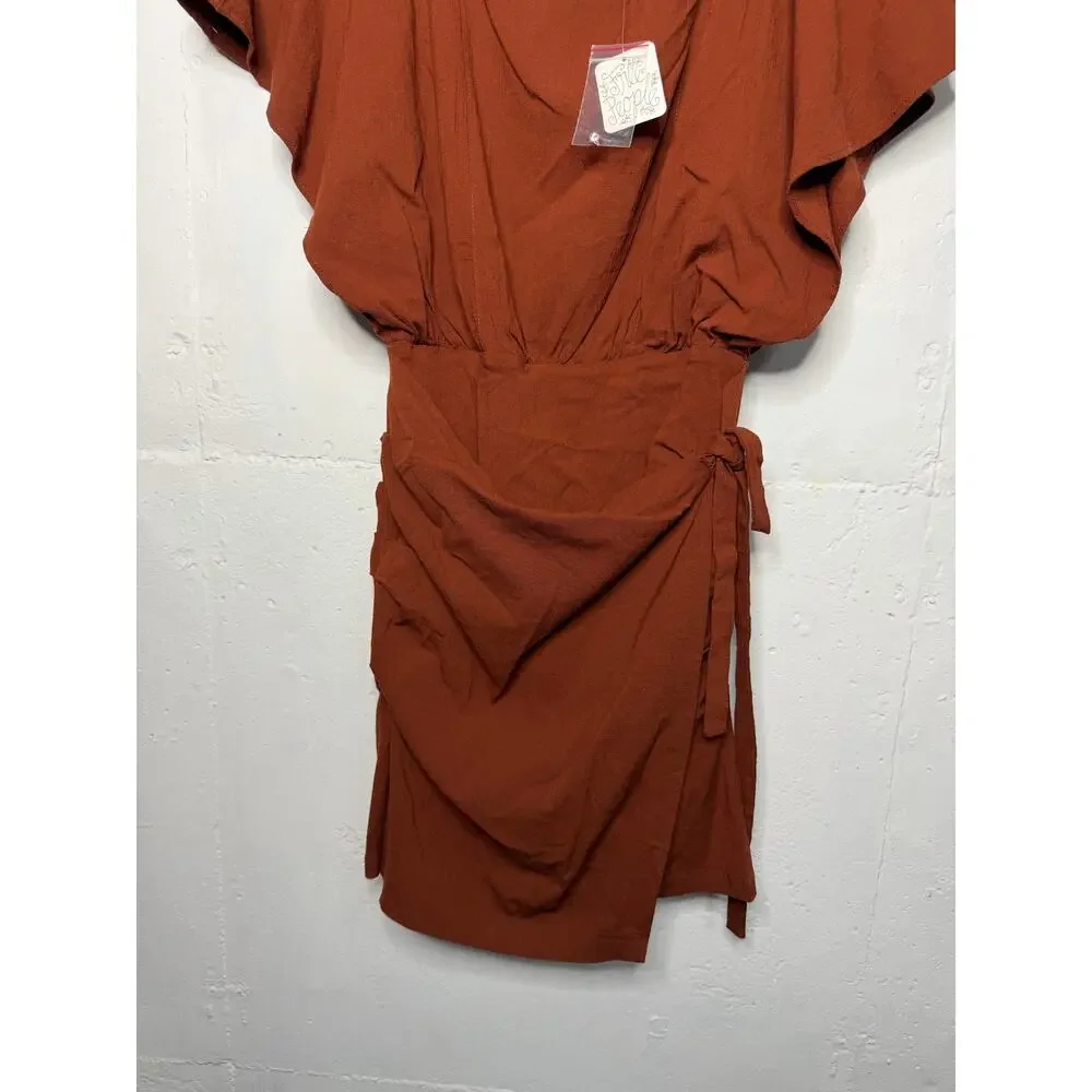 NEW Free People Rough Rider Mini Dress Size Small Brown Short